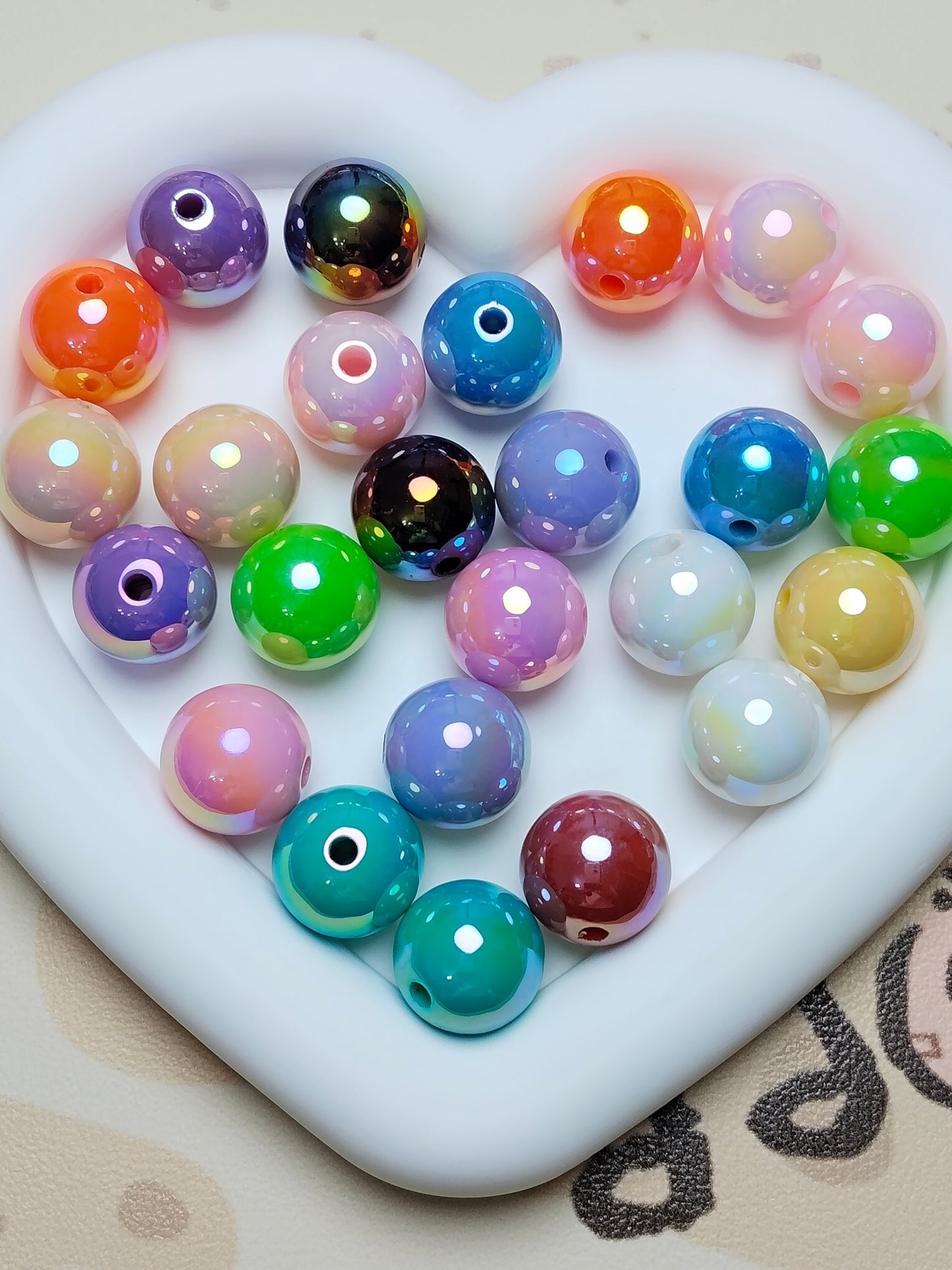 Acrylic 16mm High-Quality UV-Coated Solid Color Round Beads Handmade DIY Phone Chain、 Beadable Pen