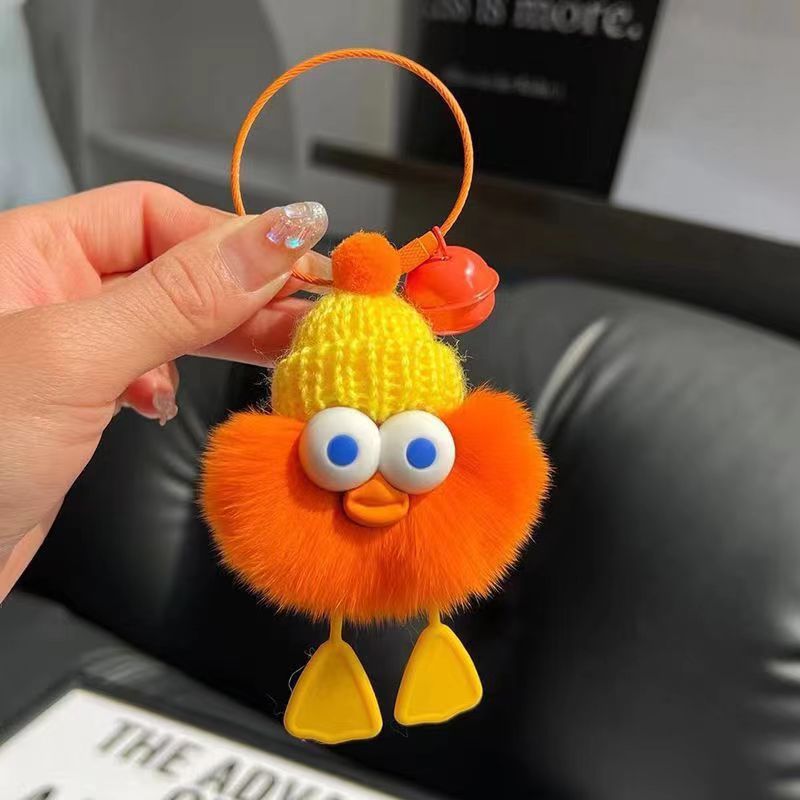 adorable plush duck keychain-soft fluffy multicolor cute duck key ring for car keys, wallet & bag charms - cute gift for girls,duck lovers