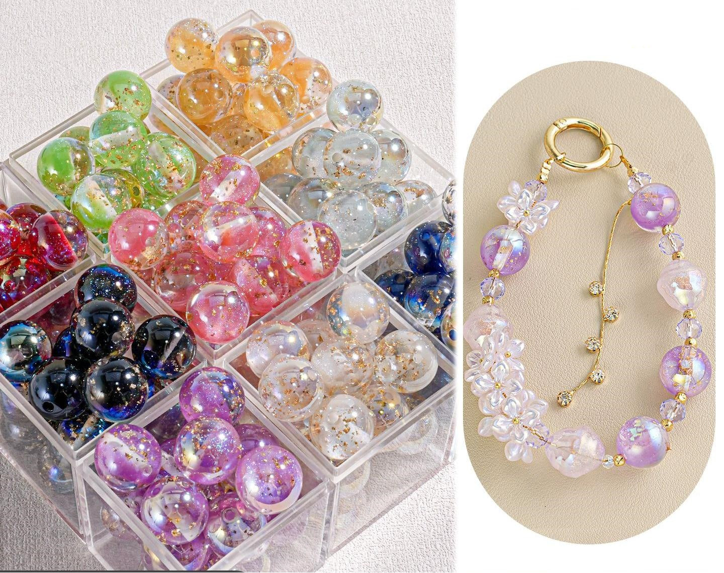 16mm Galaxy bead, Gradient Laser bead DIY Phone Chains, Key Chains, Beadable Pens