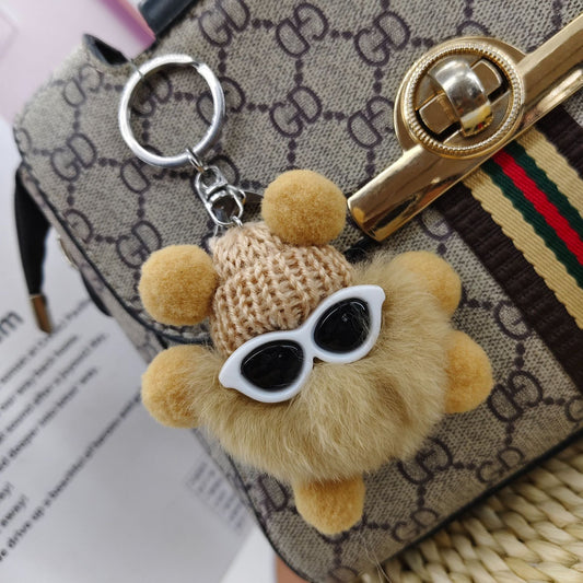 cute and colorful plush monster keychain, soft fluffy design, durable metal ring for keys, bags, backpacks - perfect gift for girls, pet lovers, bag charm