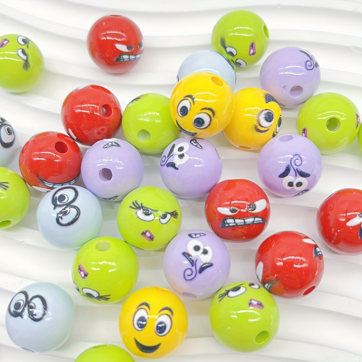 16mm Cute and Playful Emoji Beads DIY Phone Chains, Key Chains, and Beaded Pens