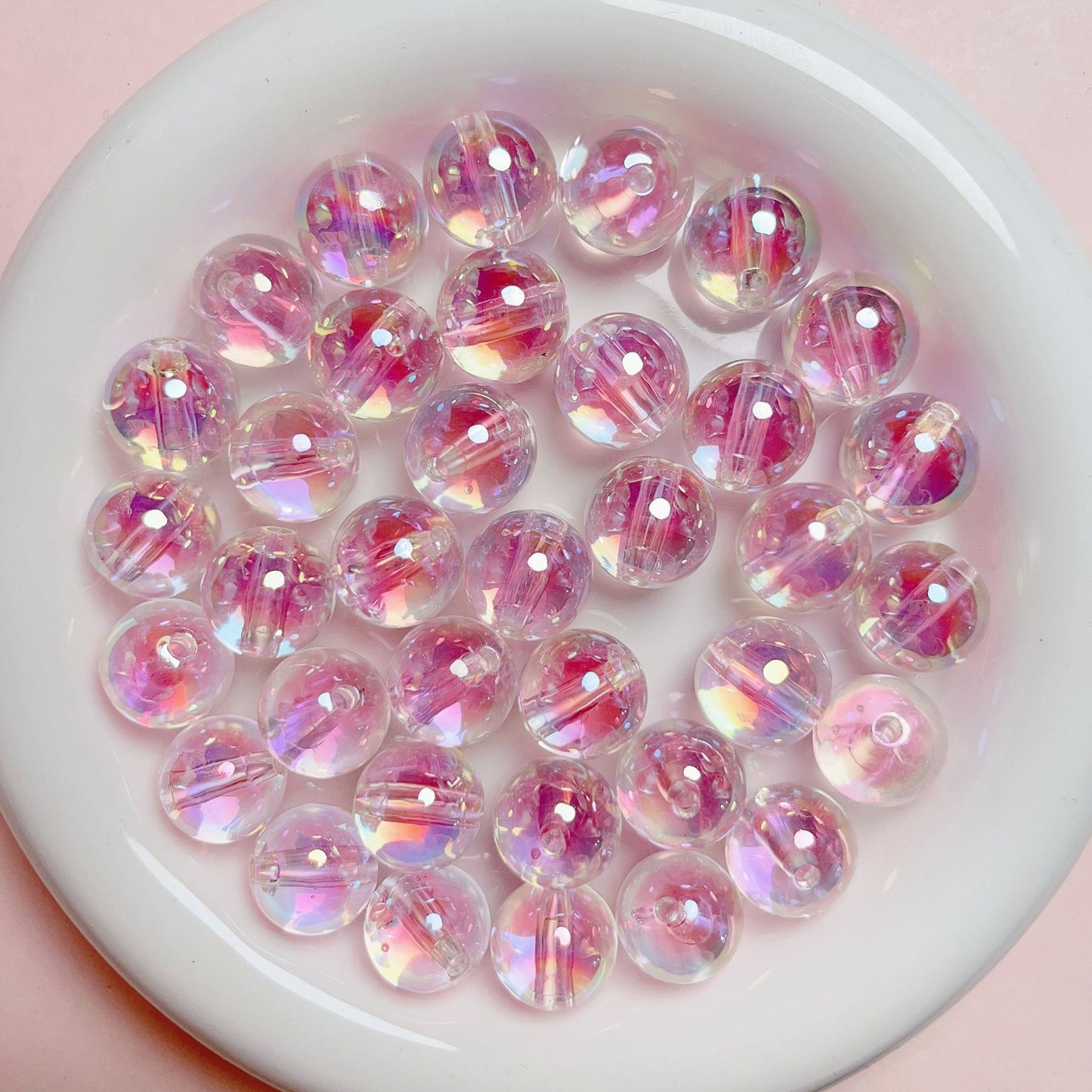 16mm Clear Double-Layer Beads DIY Phone Strap, Key Chain, Bag Chain, Beaded Pen