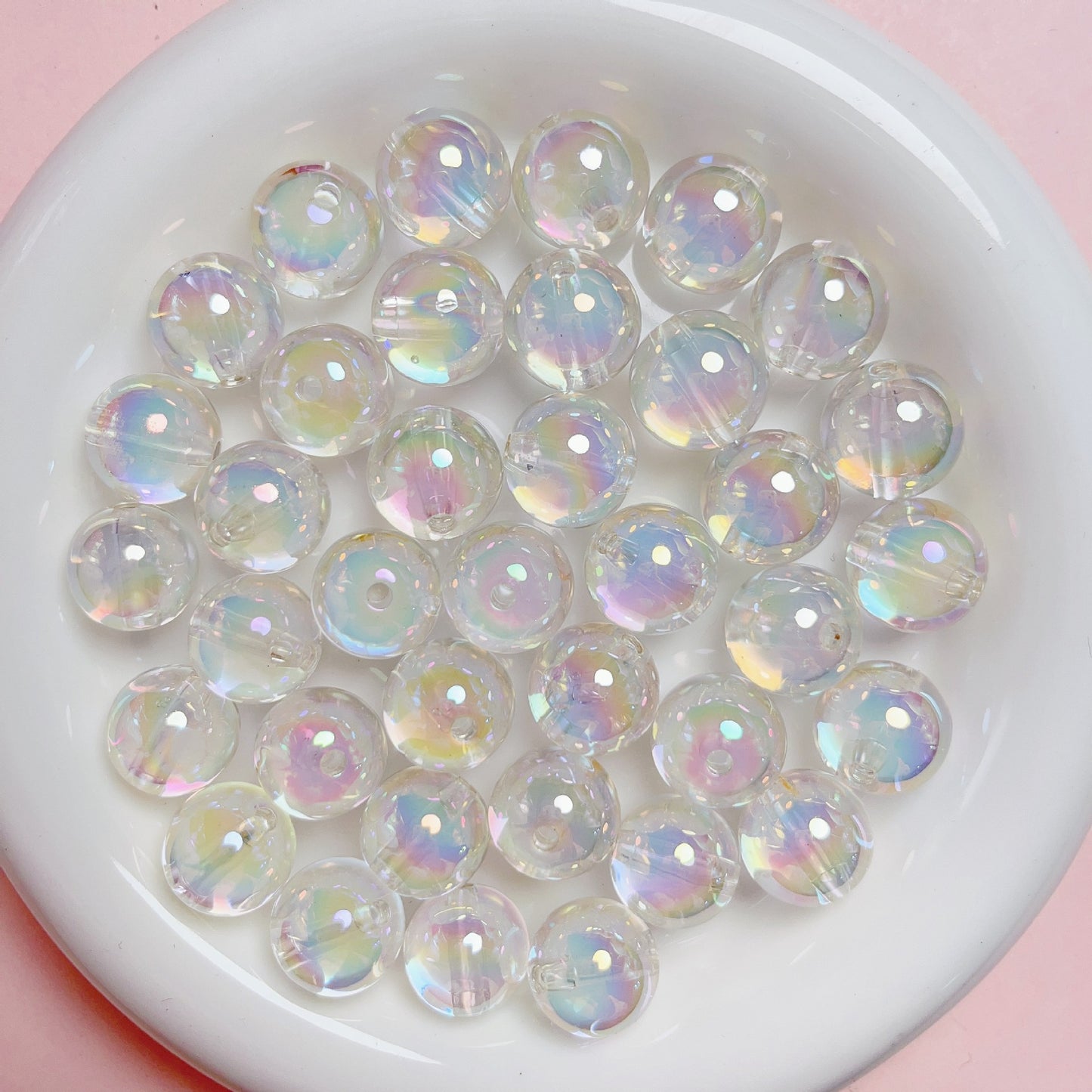 16mm Clear Double-Layer Beads DIY Phone Strap, Key Chain, Bag Chain, Beaded Pen