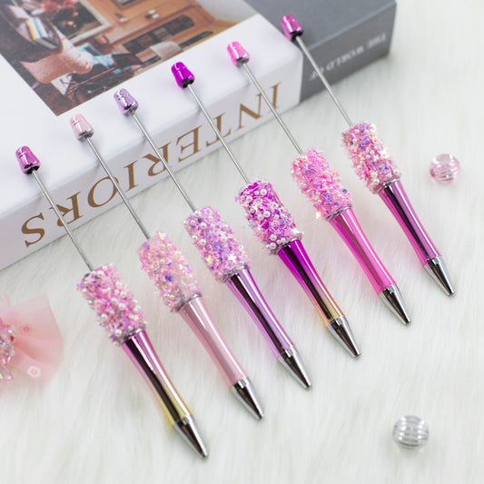 DIY Sequined Electroplated Beaded Pen, Handcrafted Resin-Embellished Multicolor Ballpoint Pen, Stylish Signature Pen