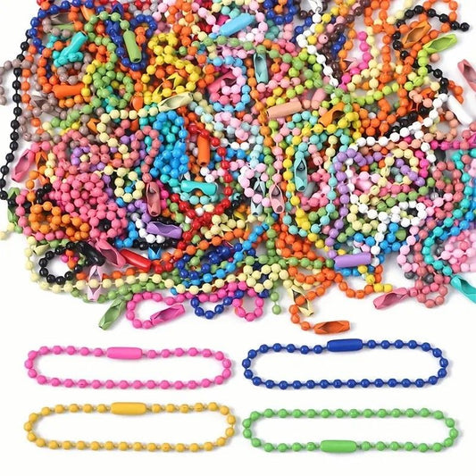 Baked Enamel Bead Chain, Colorful Bead Chain, Metal Round Bead Chain, Pendant Chain, DIY Jewelry Crafting Accessories