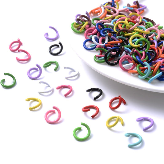 Macaron-colored open jump rings, lacquered metal, DIY jewelry accessories handmade jump rings