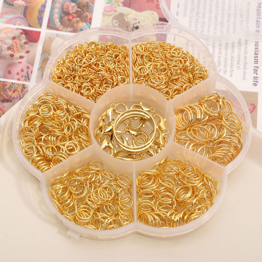 7-Compartment Boxed Single-Circle Lobster Clasp Materials & Accessories, DIY Handmade Earrings, Beaded Bracelets, Jewelry Components