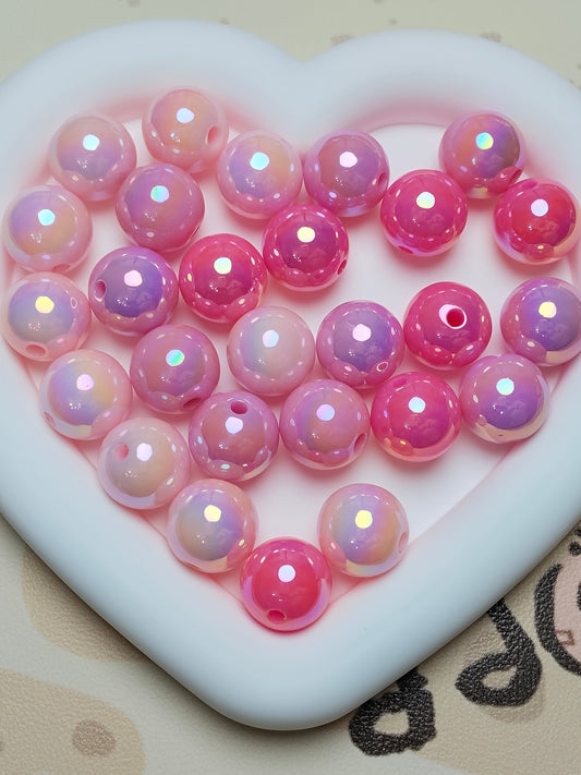 Acrylic 16mm High-Quality UV-Coated Solid Color Round Beads Handmade DIY Phone Chain、 Beadable Pen