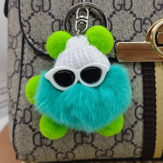 cute and colorful plush monster keychain, soft fluffy design, durable metal ring for keys, bags, backpacks - perfect gift for girls, pet lovers, bag charm