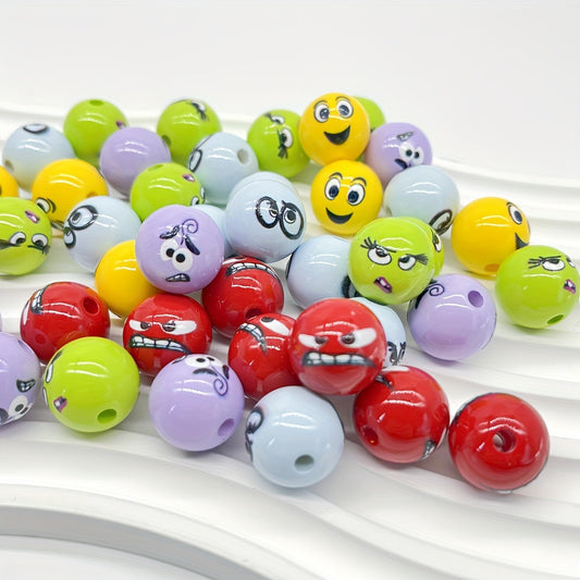16mm Cute and Playful Emoji Beads DIY Phone Chains, Key Chains, and Beaded Pens